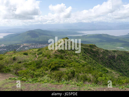 Vue panoramique sur les lacs Abaya et Chamo, Gamo Gofa Zone, Ganta, Ethiopie Banque D'Images