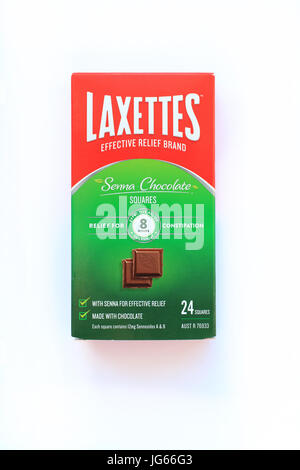 Laxettes Senna laxatif carrés au chocolat Banque D'Images