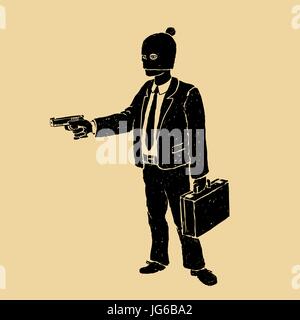 Voleur dans un costume avec un pistolet Illustration de Vecteur