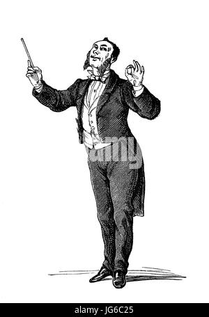 Amélioré : numérique, chef d'orchestre, divers mouvements dans la conduite d'un orchestre, illustration du 19ème siècle Banque D'Images
