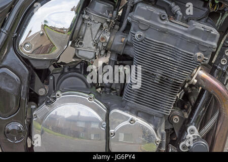 Un gros plan d'un moteur de moto Banque D'Images