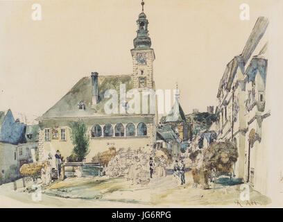 Rudolf von Alt - Das Rathaus à Mödling, 1842 Banque D'Images