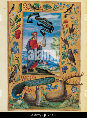 Splendor Solis - Traité d'Alchimie - Le philosophe à la flasque Banque D'Images