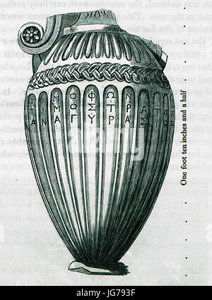 Vase en marbre avec l'inscription- CEA4CE99EC9CCE9FCEA6CEA9EC9D4CE CEA99EC9CCE9FCEA3CEA4CEA1CE91LPC4CE9FCEA5 CE91EC9DCE91EC93LPC5CEA1CE91LPC3EC99EC9FCEA3 - Dodw 0132 Banque D'Images