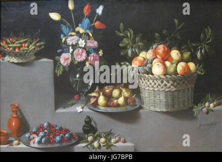 Nature morte avec fleurs et fruits par Juan van der Hamen y León, 1629 Banque D'Images