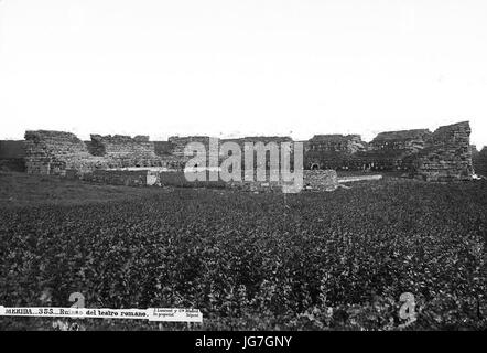 Théâtre Romain de Mérida en el siglo XIX. Banque D'Images