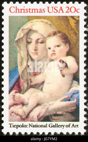 Timbres de Noël États-unis 1982 Madonna de l'Chardonneret Giovanni Battista Tiepolo c. 1760 Banque D'Images