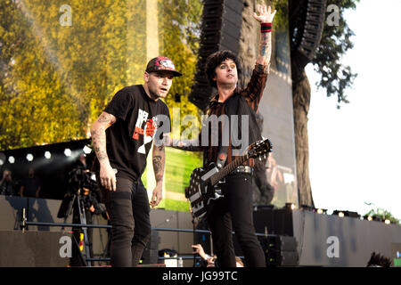 Green Day à la scène britannique Barclaycard Summertime dans Hyde Park Banque D'Images