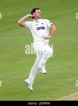 Jim Allenby, de Somerset, s'est disputé pendant le championnat du comté de Specsavers, match de la division un au North Marine Road Ground, à Scarborough. APPUYEZ SUR ASSOCIATION photo. Date de la photo: Mardi 4 juillet 2017. Découvrez PA Story CRICKET Yorkshire. Le crédit photo devrait se lire comme suit : Simon Cooper/PA Wire. Banque D'Images