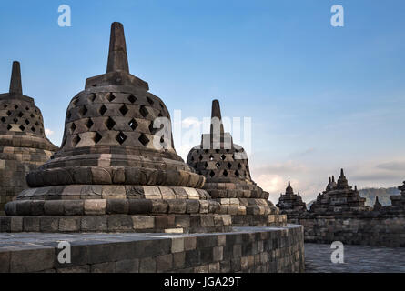 Temple de Borobudur, l'île de Java, Jogjakarta, Indonésie Banque D'Images