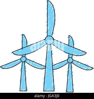 La technologie de l'énergie éolienne à la protection de l'environnement Illustration de Vecteur