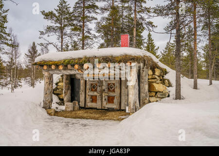 Log Cabin, Kakslauttanen, Laponie, Finlande Banque D'Images