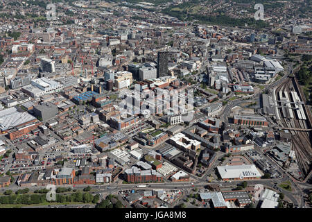 Vue aérienne du centre-ville de Sheffield, UK Banque D'Images