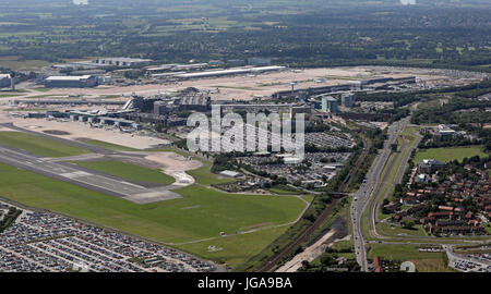 Vue aérienne de l'aéroport de Manchester, Royaume-Uni Banque D'Images