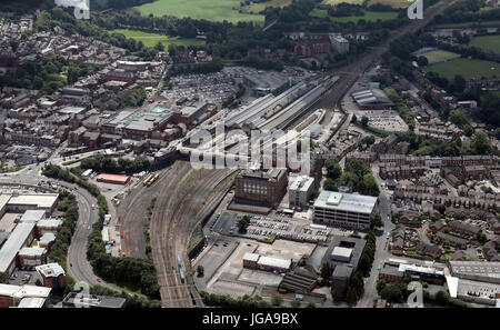 Vue aérienne de la gare de Preston, Lancashire, UK Banque D'Images