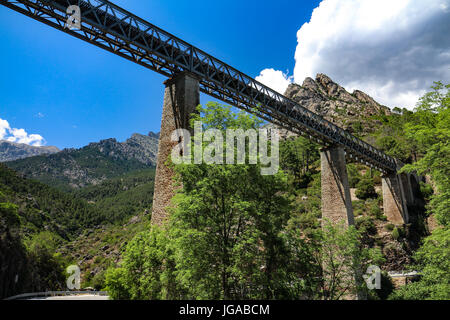 Pont Eiffel sur Vecchio torrent,Vivario,Corse Banque D'Images