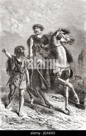 Les guerriers de l'âge du bronze. À partir de l'homme primitif, publié en 1870. Banque D'Images