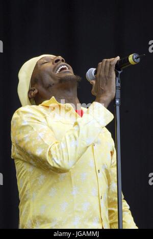 Jimmy Cliff au festival de Glastonbury, Somerset, Angleterre - 28 juin 2003. Banque D'Images