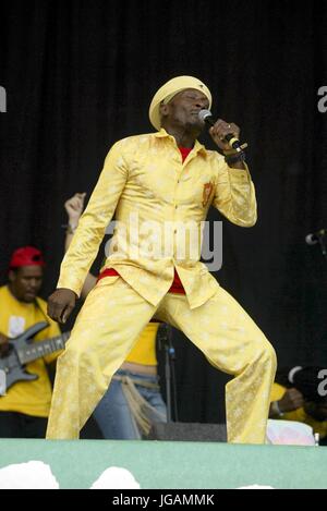 Jimmy Cliff au festival de Glastonbury, Somerset, Angleterre - 28 juin 2003. Banque D'Images