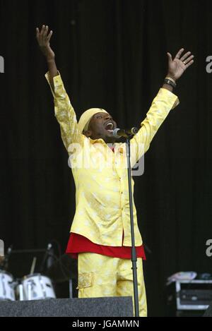 Jimmy Cliff au festival de Glastonbury, Somerset, Angleterre - 28 juin 2003. Banque D'Images