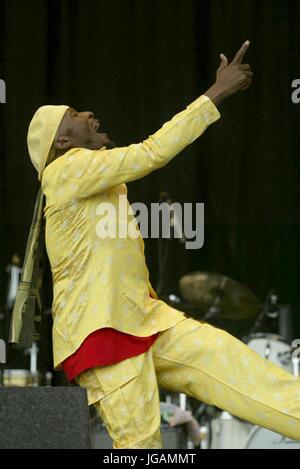 Jimmy Cliff au festival de Glastonbury, Somerset, Angleterre - 28 juin 2003. Banque D'Images