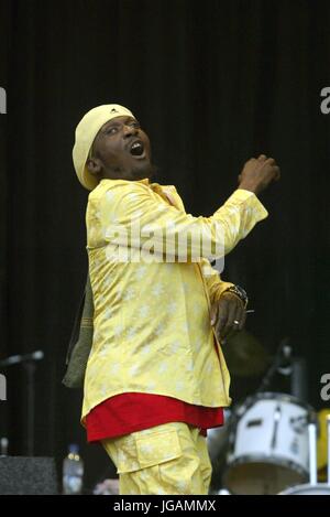 Jimmy Cliff au festival de Glastonbury, Somerset, Angleterre - 28 juin 2003. Banque D'Images