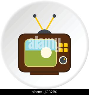 Balle sur l'écran de l'icône TV retro circle Illustration de Vecteur