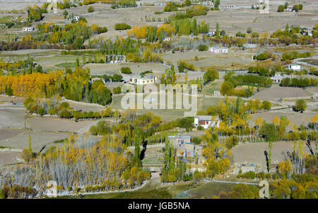 Vue sur le village de Leh Ladakh, Inde riel Banque D'Images