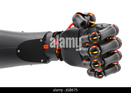Le rendu 3D robotique noir fist isolated on white Banque D'Images