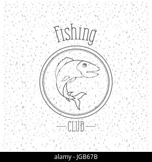 Fond blanc avec éclat de silhouette monochrome avec emblème logo poisson Bass fishing club Illustration de Vecteur