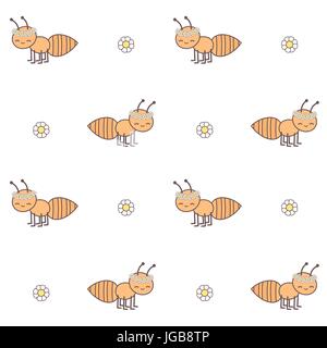 Cute cartoon vectoriel continu ant motif de fond illustration Illustration de Vecteur