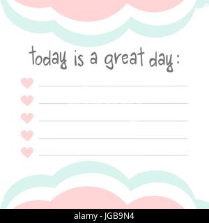 Joli mignon vecteur conception pastel modèle mémo notebook Illustration de Vecteur