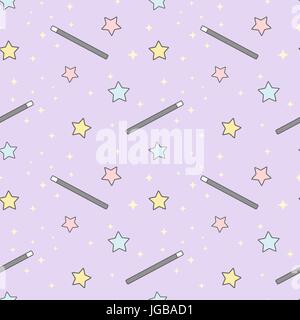 Cute cartoon Magic wand avec étoiles colorées vecteur illustration de fond transparent Illustration de Vecteur