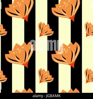 Fleurs orange rayures noir sur fond transparent modèle vector illustration Illustration de Vecteur