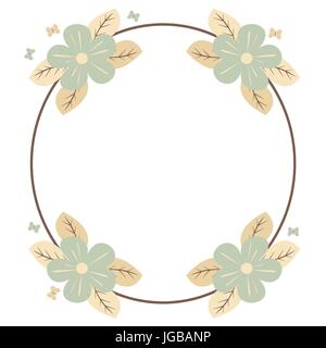 Joli mignon vecteur fleurs romantique cadre avec les papillons Illustration de Vecteur