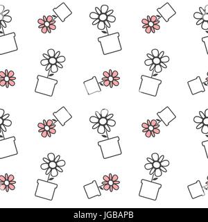Noir blanc et rouge dans un pot de fleurs Daisy vecteur illustration de fond transparent Illustration de Vecteur