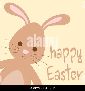 Cute cartoon hand drawn joyeuses Pâques avec de belles cartes de vœux lettrage bunny vector illustration Illustration de Vecteur