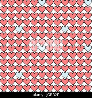 Cute cartoon cœurs dessinés à la main, de couleur de fond illustration vectoriel continu Illustration de Vecteur