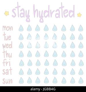 Cute vector rester hydraté version planner Illustration de Vecteur