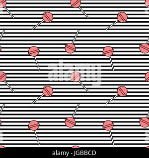 Cute black white stripes background illustration modèle vectoriel continu avec Lucette Illustration de Vecteur