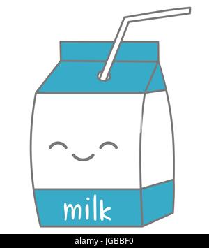 Boîte de lait cute cartoon vector illustration isolé sur fond blanc Illustration de Vecteur