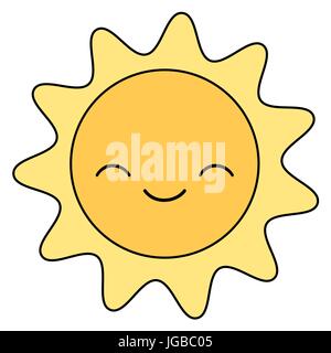 Cute cartoon smiling sun isolé sur fond blanc vector illustration Illustration de Vecteur