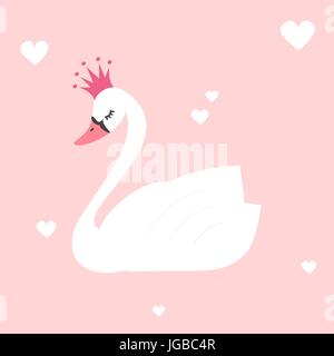Jolie jolie princesse cygne sur fond rose vector illustration Illustration de Vecteur