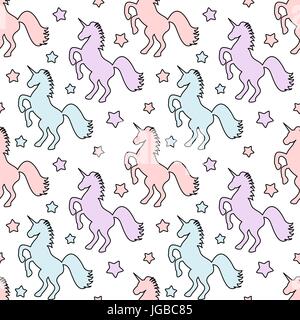 Les licornes avec étoiles colorées mignon vecteur illustration de fond transparent Illustration de Vecteur