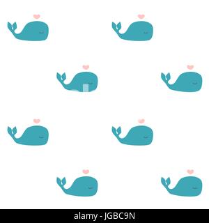 Cute cartoon vectoriel continu baleine illustration de fond Illustration de Vecteur