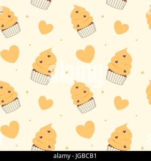Cute cartoon cupcakes jaune motif de fond illustration vectoriel continu Illustration de Vecteur