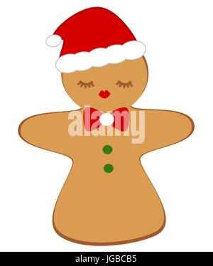 Vector cartoon cute gingerbread cookie fille isolé sur fond blanc Illustration de Vecteur