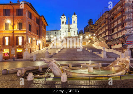D'Espagne la nuit, Rome, Italie. Banque D'Images