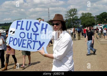 Supergrass - Gaz Coombes au festival de Glastonbury, Somerset, Angleterre - 28 juin 2003. Banque D'Images