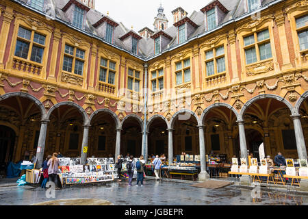 Marché dans la Vieille Bourse (ancienne Bourse) à Lille, France Banque D'Images